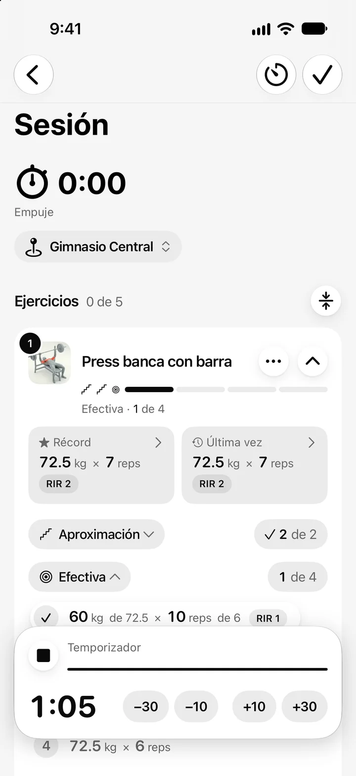 Temporizador de descanso de Aura en cuenta regresiva.